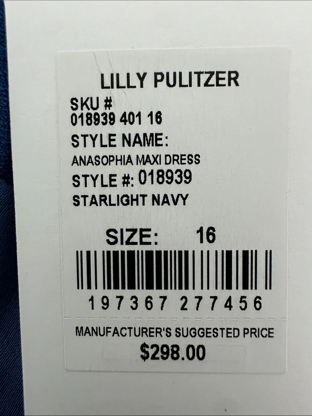 NWT Lilly Pulitzer Anasophia maxi Dress strapless Sz16 Starlight Navy retail 298 - Picture 14 of 14